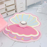 Triogift Art Creative Shell Carpet Comfortable Soft Bedroom Rugs Pink Girl Room Decoration Rug Bathroom Drying Absorbent Door Mat Tapete