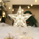 Triogift Christmas Tree Ornaments Top Stars LED Light Lamp Christmas Decorations for Home Xmas Trees New Year 2025 Navidad Natal Noel