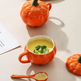 Triogift Pumpkin Creative Water Cup Ceramic Cup With Lid Exquisite Breakfast Oatmeal Cup Scalding-proof Milk Cups Halloween Coffee Mug