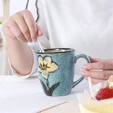 Triogift  -  Korean Style Retro Hand-painted Creative Mug Personalized Simple Ceramic Coffee Cup Household Large Capacity Juice Drink Milk Cu