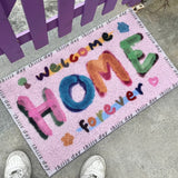 Triogift Cartoon Door Mats Letter Pattern Dirt-resistant Foot Mat Pink Cute Easy-to-care Carpet Non-slip Wear-resistant Balcony Rug Ковер