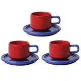 Triogift  -  3 Sets Coffee Cups Set Ceramic Cups and Saucers Set Family Tea Cup Set Cups and Mugs Drinkware  British Coffee Cups