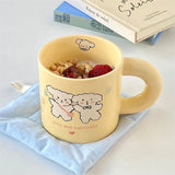 Triogift  -  Design Cream Color Mug Korean Ins Style Cartoon Rabbit Creative Milk Coffee Cup Household Simple Dessert Ice Cream Cup