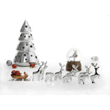 Triogift  Decorative Statues Minimalist Metal Miniature Reindeer Statue 9-piece Set Home Decoration Including a Wooden Sleigh Crafts Decor