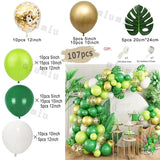 Triogift Jungle Safari Dark Green Balloon Garland Arch Kit Kid Birthday Party Supplies Gold Confetti Latex Ballons Baby Shower Decoration