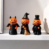 Triogift Funny Halloween Funny Pumpkin Man Craft Resin Pumpkin Man Desktop Ornament Figurine Witch Top Hat Packs Realistic Ghost Figurine