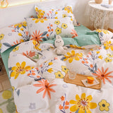 Triogift Cotton Bedding Set 3Pcs, Daisy Flower Pattern Duvet Cover 2Pillowcases, Reactive Printing Dyeing, No Fading No-pilling,16Sizes