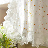 Triogift  1PC Little Daisy Ruffle Short Curtains for Small Window White Drape Cabinet Kitchen Study Rod Special Blinds #E