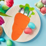 Triogift  2/4/6pcs Easter Knife Fork Bags Felt Carrot shape Cutlery Holder Bag for Easter Party Table home Decorations Tableware Organizer