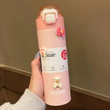 Triogift  -  400/500ml Cute Stainless Steel Thermal Bottle Insulated Thermos For Coffee Water Tea  Portable Tumbler Original Waterproof Cup