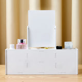 Triogift New Contains Mirror Drawer Makeup Storage Box Dormitory Finishing Plastic Shelf Cosmetics Skin Care Dressing Table Desktop