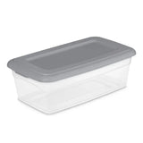 Triogift Sterilite Set of (10) 6 Qt. Clear Plastic Storage Boxes with Gray Lids