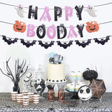 Triogift Happy Halloween Banner Pumpkin bat pattern Bunting Garland Home Decor for Fireplace Halloween Theme Party Decorations Supplies