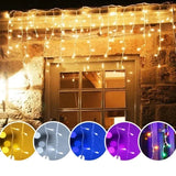 Triogift  5M Outdoor Waterproof Christmas Garland Curtain String Lights Droop 0.4-0.6m Christmas Lights Outdoor Eaves Garden Lights Decor