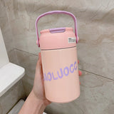 Triogift  -  Cute Thermos Bottle With Tea Filter 3D Sticker Vacuum Flask Stainless Steel Water Coffee Milk Travel Straw Cup 550/750ml Gift