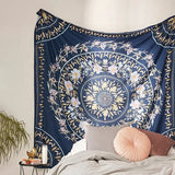 Triogift  Bohemian Floral Psychedelic Tapestry Wall Hanging Mandala Tapestry Wall Hangings Decor For Living Room Bedroom Decor 1pc