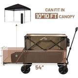 Triogift Trolley 450lbs Heavy Duty Collapsible Wagon Garden Carts 400L Large Capacity Folding Double Decker Wagon Sports Camping Shopping