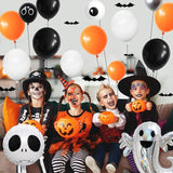 Triogift 94 Piece Halloween Balloon Wreath Arch Set with Black and Orange Colorful Confetti Eyeball Balloons, Suitable for Halloween Part