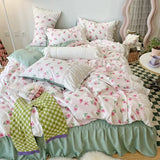 Triogift  Korean Princess Style Summer Bedding Set Simple Quilt Set