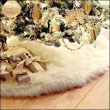 Triogift  78/90/122cm Christmas Tree Skirt White Plush Faux Fur Xmas Tree Carpet Cover Mat Navidad Decoration For Home Decor