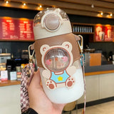 Triogift  -  700ml Kids Water Bottle With Straw for School Cute Cartoon Leak Proof Mug Portable Cup Outdoor Travel Drinking Tumbler