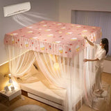 Triogift  Cartoon Square Mosquito Net Bed Canopy Tent Girl kids bedroom Protective cover single king Large space