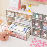 Triogift Cute Desk Organizer Drawer With Sticker Kawaii Plastic Office Table Organizer Stationery Storage Box Container For Home School