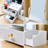 Triogift New Contains Mirror Drawer Makeup Storage Box Dormitory Finishing Plastic Shelf Cosmetics Skin Care Dressing Table Desktop