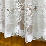 Triogift 1PC White Lace Floral Short Curtain for Kitchen Window Sheer Drape Cabinet Dustproof Home Decoration #E