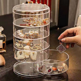 Triogift Transparent Rotating Dustproof Jewelry Box Multilayer Bracelet Earring Hairpin Jewelry Display Rack Storage Box Organizer Case