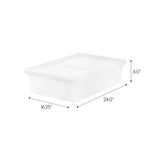 Triogift 28 Qt. (7 gal.) Under Bed Plastic Storage Box, Clear, Set of 4