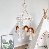 Triogift  Baby Crib Mobile Rainbow Crib Mobile Wooden Mobile Boho Baby Mobile Bassinet Mobile for Baby Nursery and Ceiling Decorations