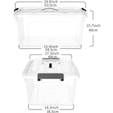 Triogift 16Qt*4 Plastic Storage Bins, Lidded Tote Storage Box with Handle, 16.5"L x 11.8"W x 6.9"H, Stackable, Clear, 16Quart, 4 Pack