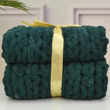 Triogift Comfortable Chunky Knit Blanket Soft Hand Knit Chenille Throw Blanket Thick Cable Blanket With Chenille Yarn Rope Knot Blanket