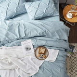 Triogift Duvet cover set of 7 pieces, pinched light blue Cali king-size bedding set with comfort set, bed linen