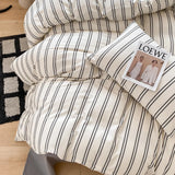 Triogift Fashion Bedding Duvet Cover Set Bed Sheet Pillowcase 100% Cotton Bedspread Bed Linen Nordic Classic Home Textile Soft Breathable