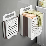 Triogift Bathroom Folding Dirty Clothes Storage Basket Wall Mounted Hanging Portable Punch-Free Clothes Bucket Organizer Laundry Basket