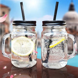 Triogift  -  450ml Mason Jar Mugs with Handles Old Fashioned Glass Bottle Juice Drink Clear Glass Water Bottle With Cover Straw Drinkware Cup