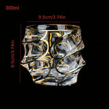 Triogift  -  1pc Whiskey Glass Tumbler Golden Line Wine Whisky Glasses Golden Painted Crystal Barware Multi-Functional Beer Cocktail Cup