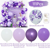 Triogift Purple Balloons Garland Arch Kit Birthday Party Decoration Kids Wedding Birthday Party Supplies Baby Shower Decor Latex Ballon