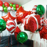 Triogift 22inch Red Green Christmas Gift Boxes Foil Balloons Lollipop Canes Ball Xmas Decoration Party Favor Christmas Decoration Air Glo