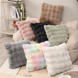 Triogift Flush Pillow Covers Solid Color Living Room Decoration Cushion Cover Fur Sofa Pillowcase Moden Home Decor