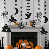 Triogift 6pcs Halloween Hanging Banner Garland Scary Spider Witch Ghost Bat Pendant Ornament Happy Halloween Party Decorations for Home