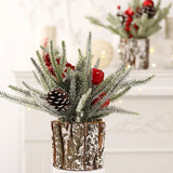 Triogift 25cm Flocking PE Simulation Christmas Pine Cone Tree Decoration High-quality Home Window Desktop Ornaments Mini Christmas Tree