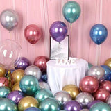 Triogift 10Pcs Metal Latex Balloons Christmas Baby Shower Balloons Wedding Halloween New Year Ball Shape Birthday Party Decorations