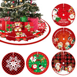 Triogift 90cm Christmas Tree Skirt Red Rustic Snowflake Santa Claus Printed Xmas Tree Carpet Christmas Decor Mat New Year Decor For Home