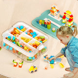 Triogift Children Toy Storage Box Transparent Lego Toy Sorter Building Block Container Jigsaw Puzzle Lego Storage Case Kid Home Organizer