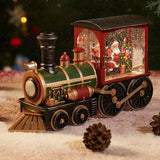 Triogift Santa Claus Snowman Christmas Gift Crystal Sequins Christmas Eve Music Box Train Crystal Ball Ornaments Desktop Decoration