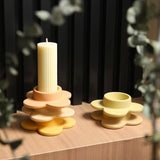 Triogift Ceramic Candle Holder Pillar Candlesticks Holder for Centerpieces Wedding Decorations Flower Shape Minimal Candle Stick Holder