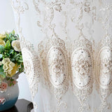 Triogift Luxury Pearls Velvet Curtain for Living Room Embroidery Voile Drape Lace Wave Bottom Study Window Bedroom Custom